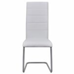 Chaises à manger cantilever lot de 6 blanc similicuir – Image 2