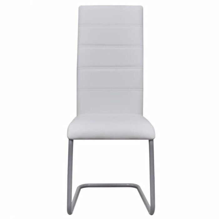 Chaises à manger cantilever lot de 6 blanc similicuir – Image 2