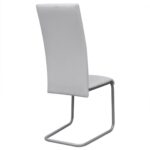 Chaises à manger cantilever lot de 6 blanc similicuir – Image 4