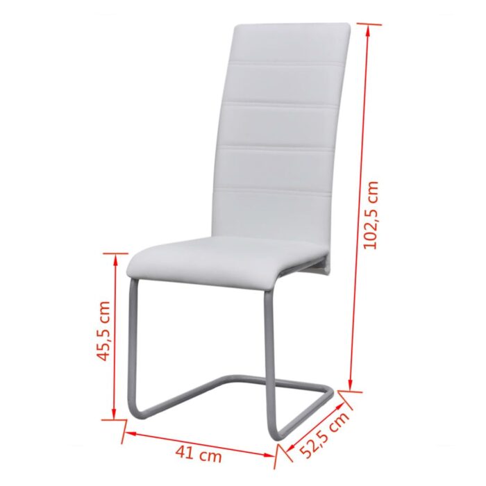 Chaises à manger cantilever lot de 6 blanc similicuir – Image 7