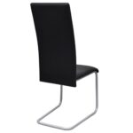 Chaises à manger cantilever lot de 6 noir similicuir – Image 4