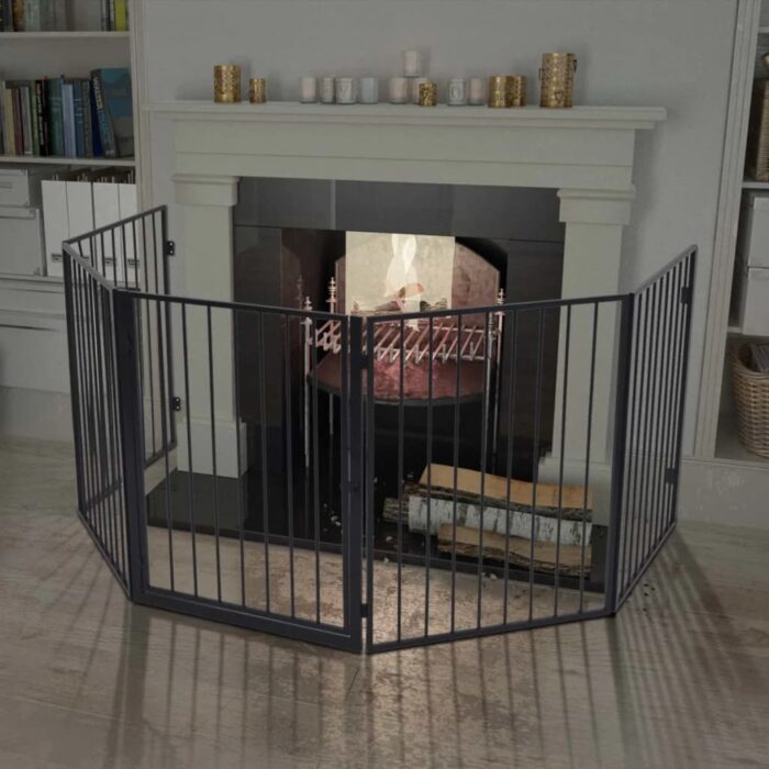 Clôture de cheminée pour animaux de compagnie Acier Noir – Image 1