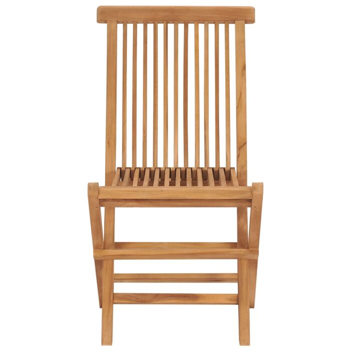Chaises pliables de jardin lot de 2 Bois de teck solide – Image 2
