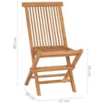 Chaises pliables de jardin lot de 2 Bois de teck solide – Image 8