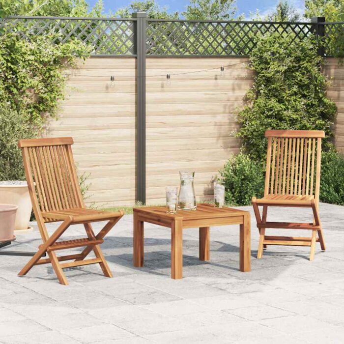 Chaises pliables de jardin lot de 2 Bois de teck solide – Image 1