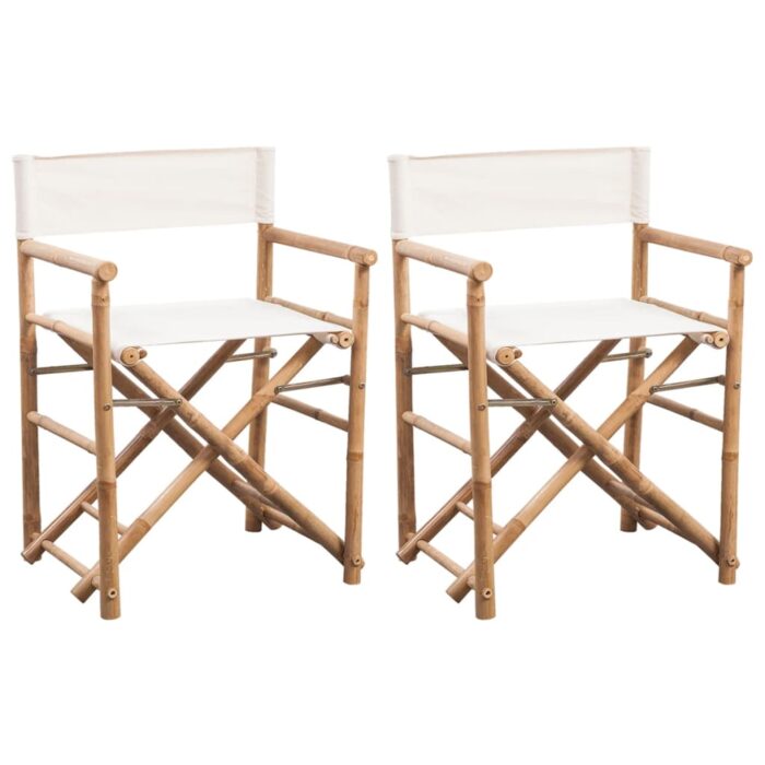 Chaise pliable lot de 2 Bambou et toile – Image 1