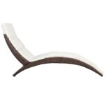 Chaise longue pliable avec coussin Résine tressée Marron – Image 2