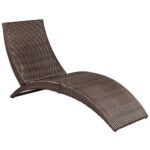 Chaise longue pliable avec coussin Résine tressée Marron – Image 3