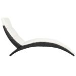 Chaise longue pliable avec coussin Résine tressée Noir – Image 2