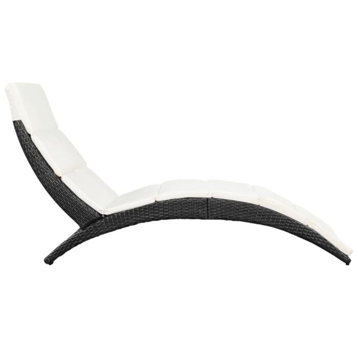Chaise longue pliable avec coussin Résine tressée Noir – Image 2