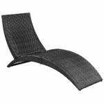 Chaise longue pliable avec coussin Résine tressée Noir – Image 3