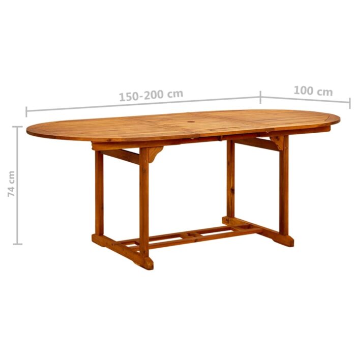 Table de jardin 200x100x75 cm Bois d'acacia massif – Image 8