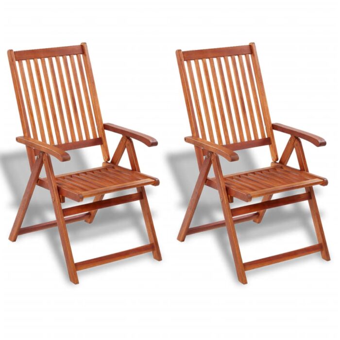 Chaises pliables de jardin lot de 2 Bois solide d'acacia Marron – Image 1