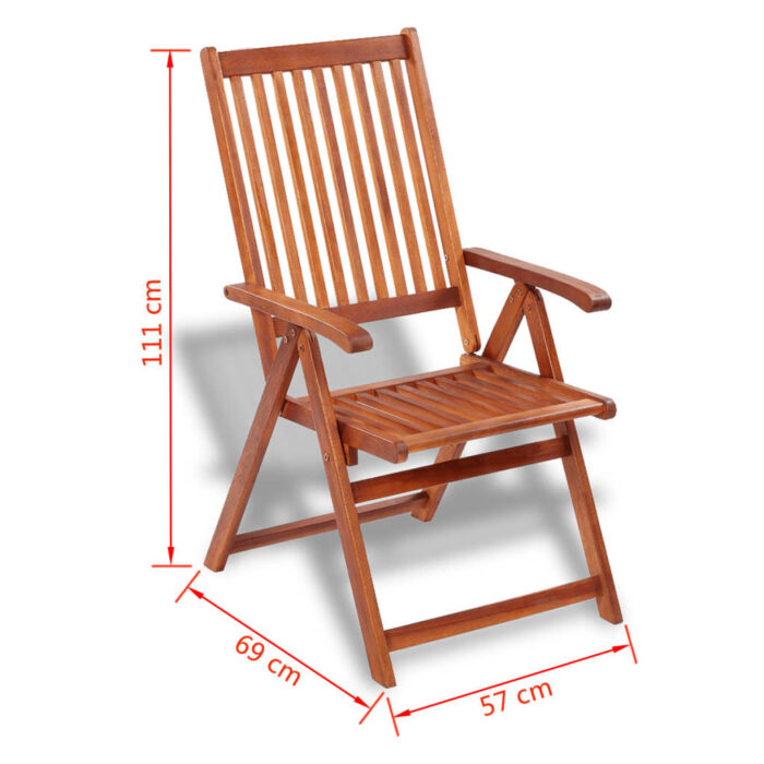 Chaises pliables de jardin lot de 2 Bois solide d'acacia Marron – Image 8
