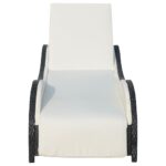 Chaise longue avec coussin Résine tressée Noir – Image 2