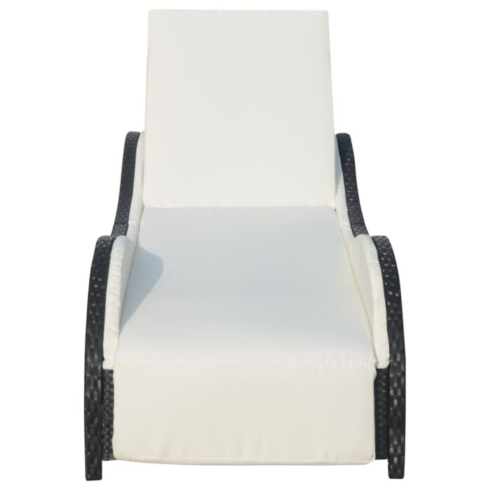 Chaise longue avec coussin Résine tressée Noir – Image 2