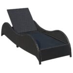 Chaise longue avec coussin Résine tressée Noir – Image 4