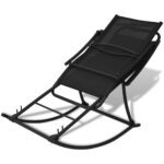 Chaise à bascule de jardin Acier et textilène Noir – Image 2