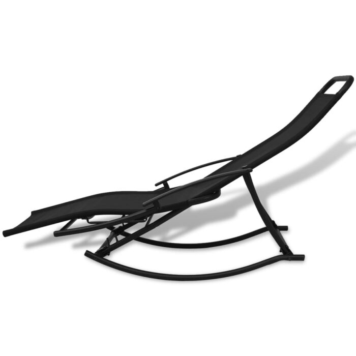 Chaise à bascule de jardin Acier et textilène Noir – Image 4