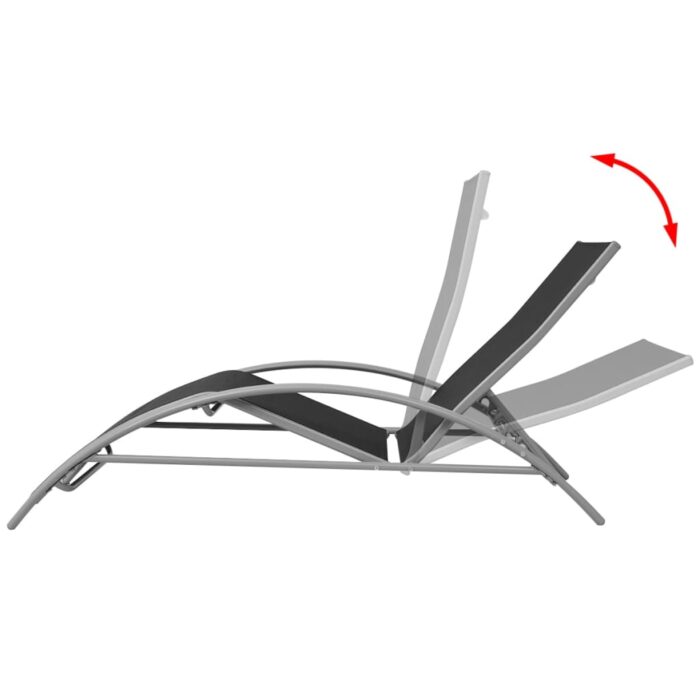 Chaise longue aluminium noir – Image 3
