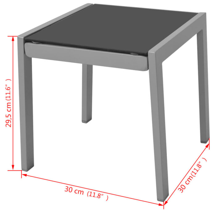 Chaises longues avec table Aluminium Noir – Image 6