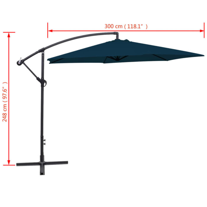 Parasol de jardin en porte-à-faux 3 m bleu – Image 7