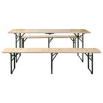 Table de brasserie pliable avec 2 bancs 220 cm Bois de sapin – Image 2