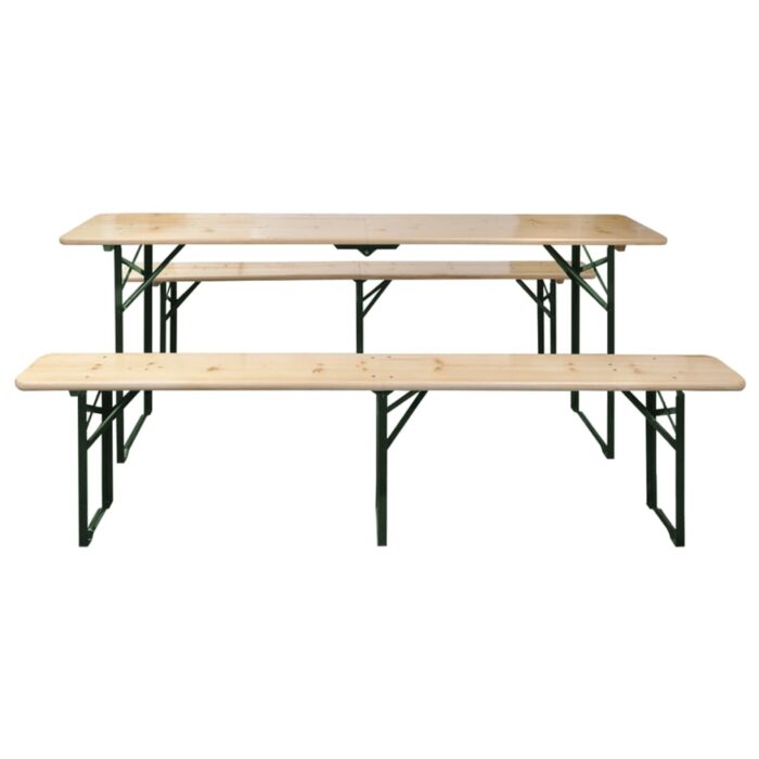 Table de brasserie pliable avec 2 bancs 220 cm Bois de sapin – Image 2