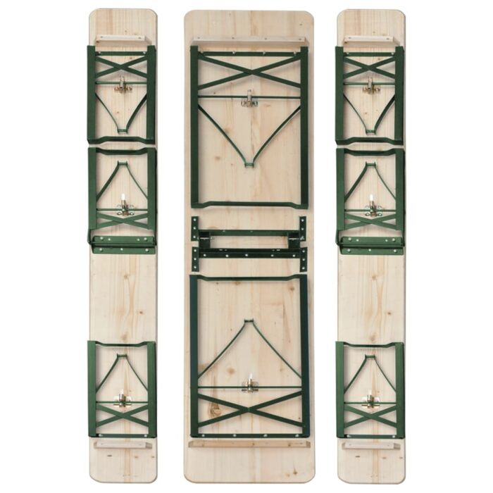 Table de brasserie pliable avec 2 bancs 220 cm Bois de sapin – Image 3