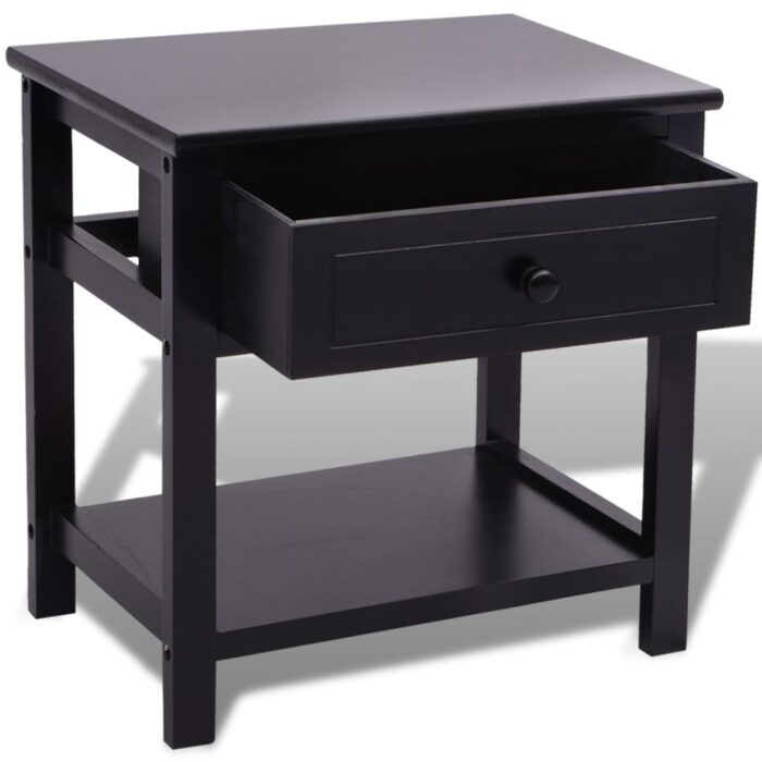 Table de chevet 2 pcs Bois Noir – Image 2