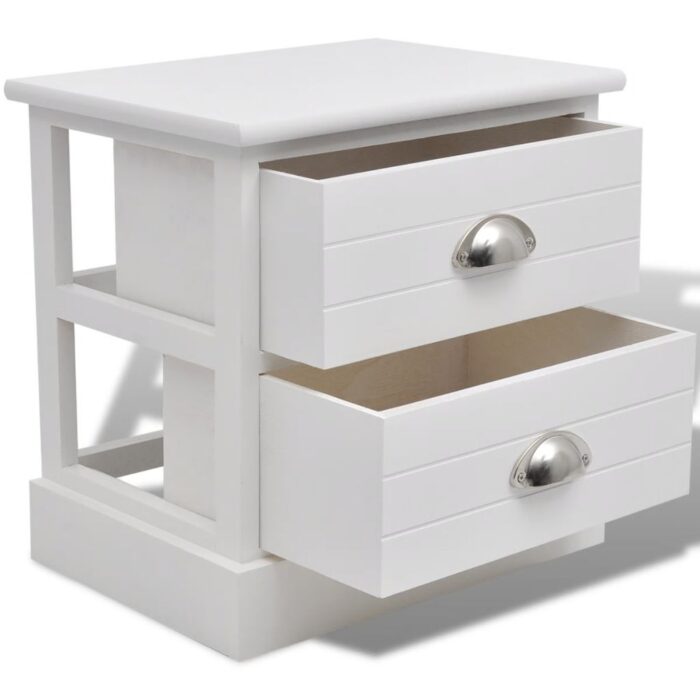 Table de chevet en style français 2 pcs Blanc – Image 2