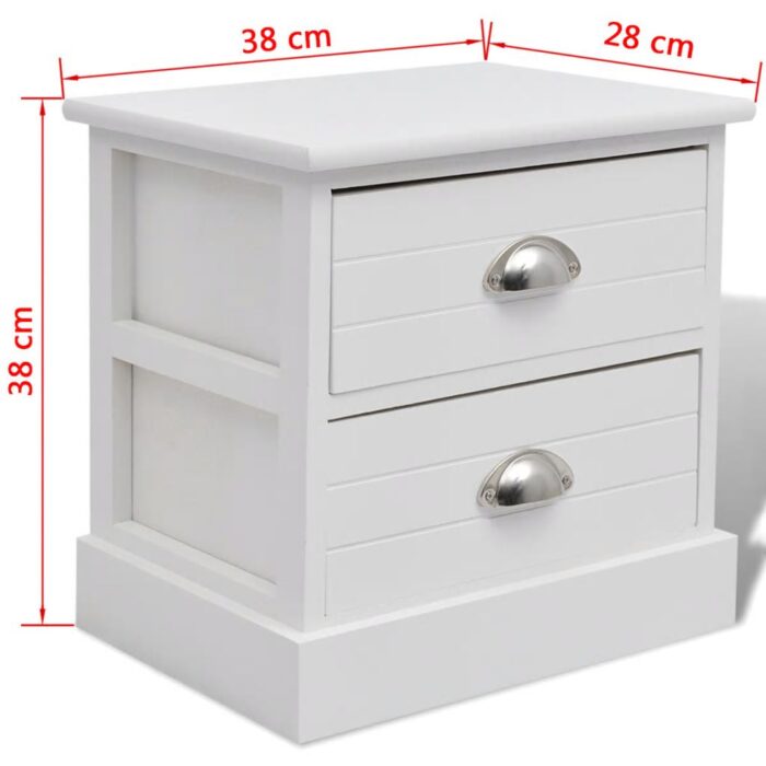 Table de chevet en style français 2 pcs Blanc – Image 4