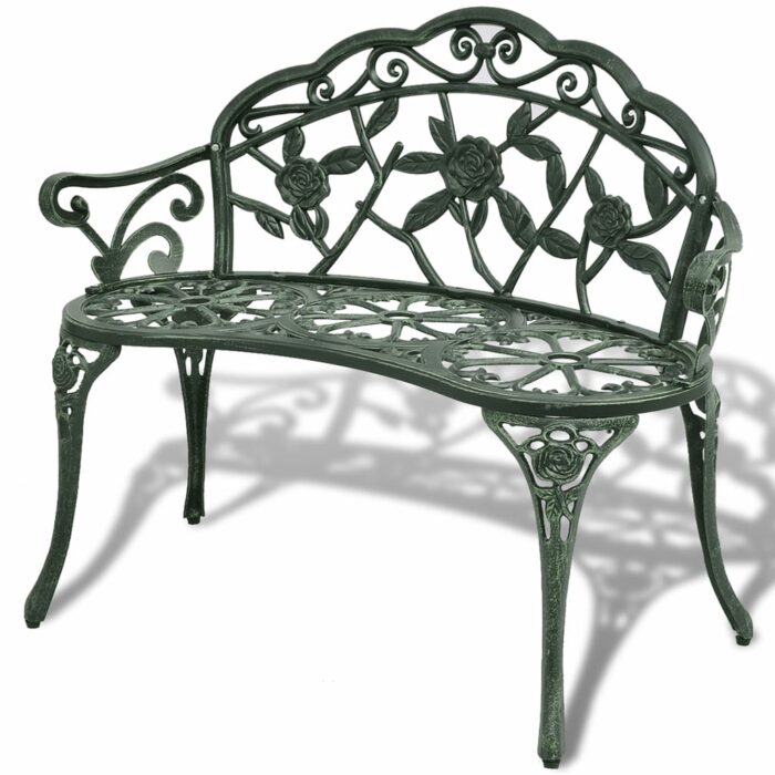 Banc de jardin 100 cm Aluminium coulé Vert – Image 1