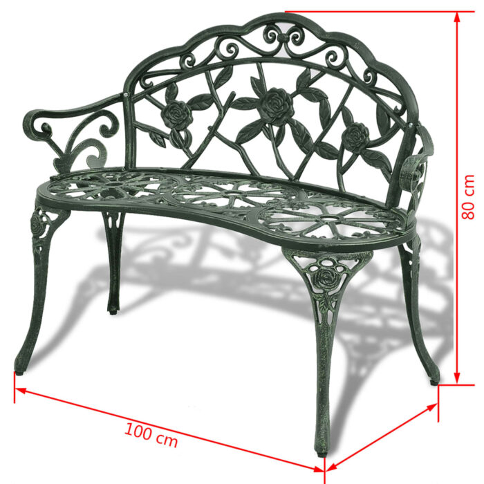 Banc de jardin 100 cm Aluminium coulé Vert – Image 3