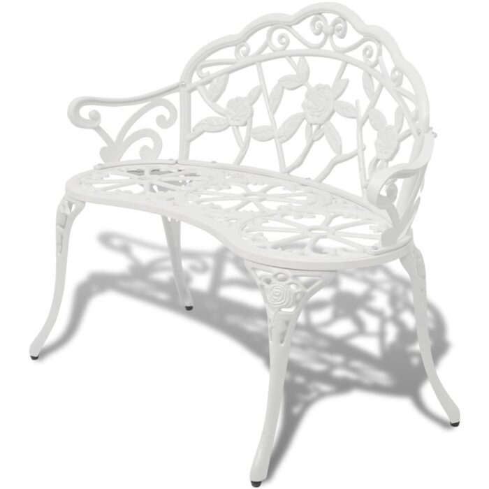 Banc de jardin 100 cm Aluminium coulé Blanc – Image 1