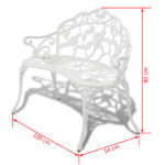 Banc de jardin 100 cm Aluminium coulé Blanc – Image 3
