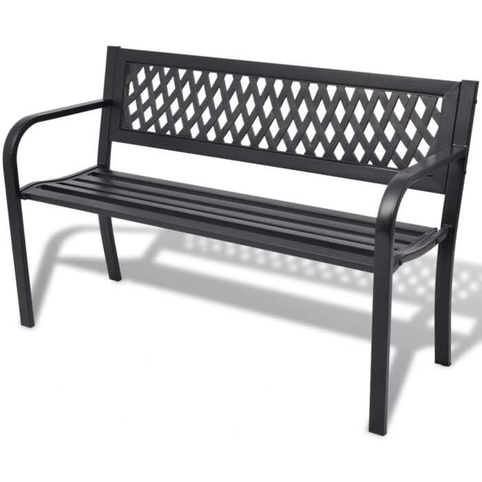 Banc de jardin 118 cm Acier Noir – Image 1