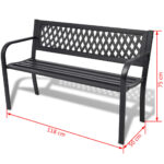 Banc de jardin 118 cm Acier Noir – Image 3