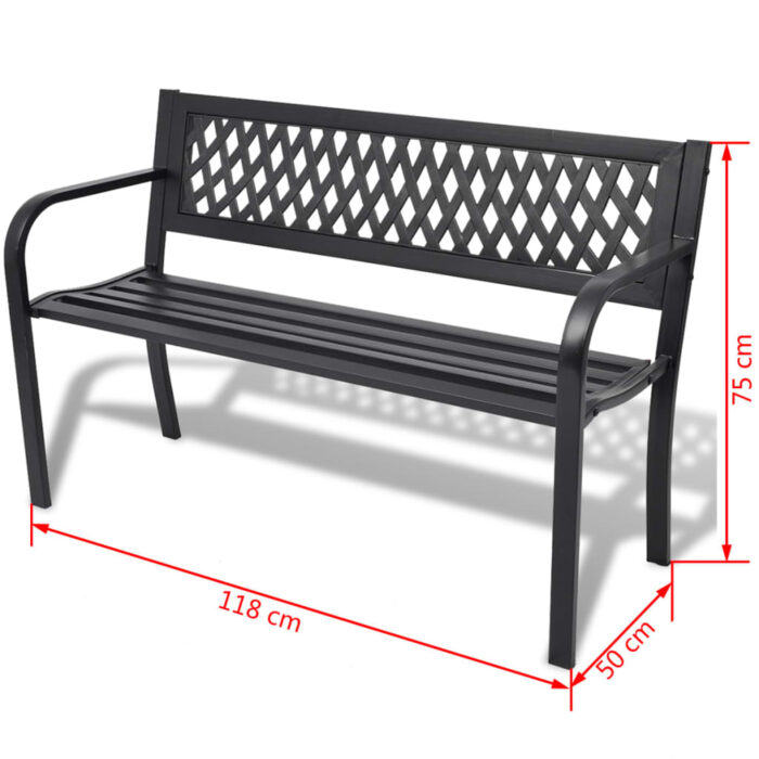 Banc de jardin 118 cm Acier Noir – Image 3