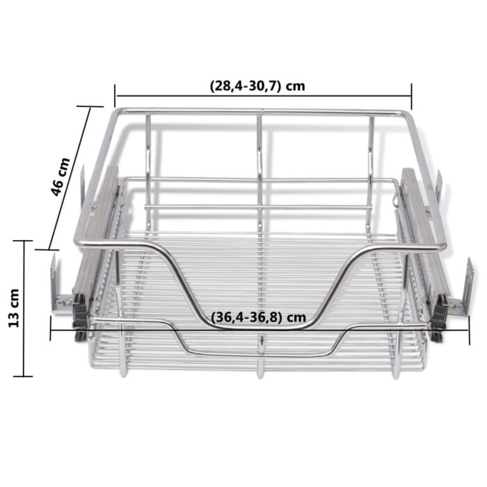 Panier en treillis métallique 2 pcs 400 mm Argenté – Image 6