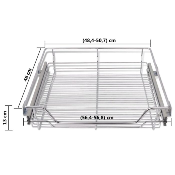 Panier en treillis métallique 2 pcs 600 mm Argenté – Image 6