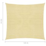Parasol en PEHD carré 3,6 x 3,6 m Beige – Image 5