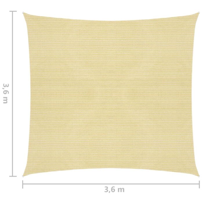 Parasol en PEHD carré 3,6 x 3,6 m Beige – Image 5