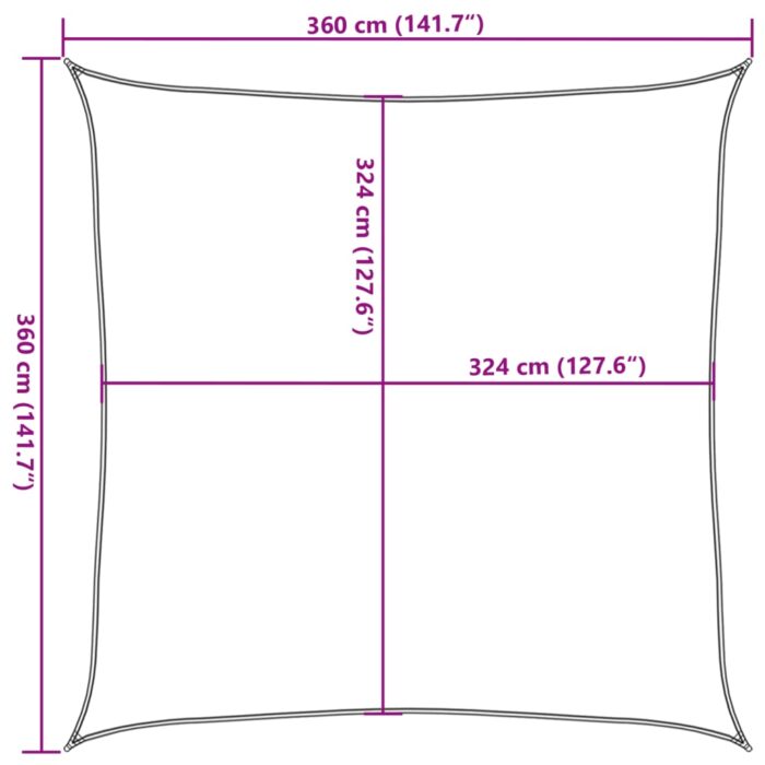Parasol en PEHD carré 3,6 x 3,6 m Beige – Image 8