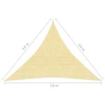Parasol en PEHD triangulaire 3,6x3,6x3,6 m Beige – Image 5