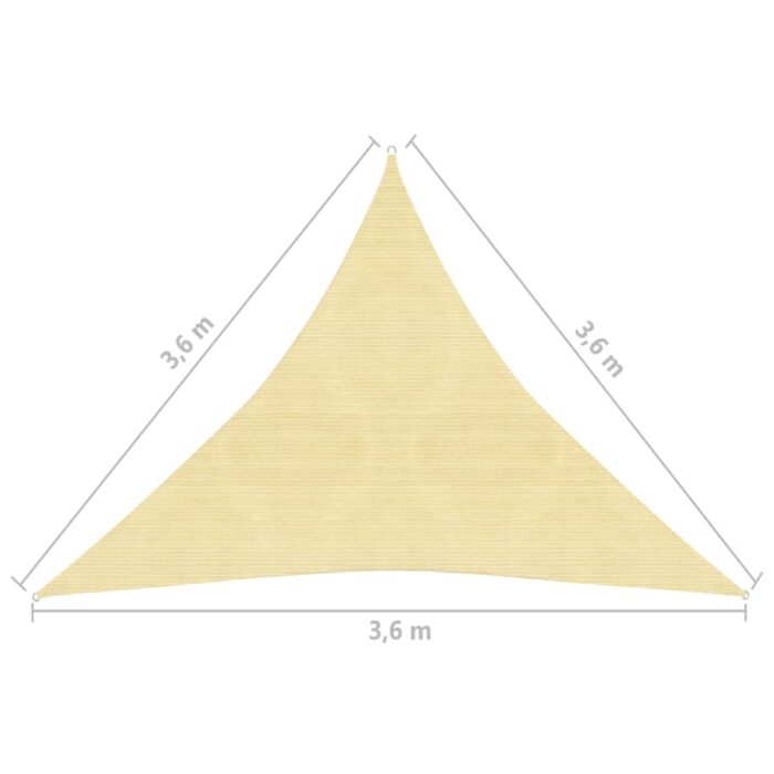 Parasol en PEHD triangulaire 3,6x3,6x3,6 m Beige – Image 5