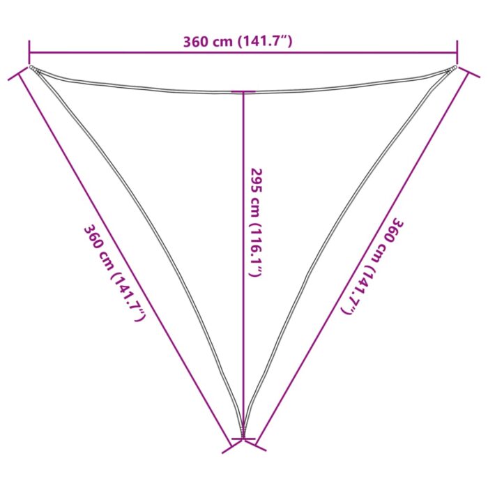 Parasol en PEHD triangulaire 3,6x3,6x3,6 m Beige – Image 8