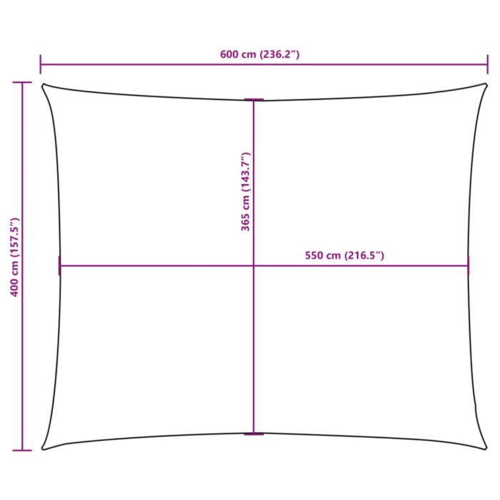 Voile de parasol Tissu Oxford rectangulaire 4x6 m crème – Image 8