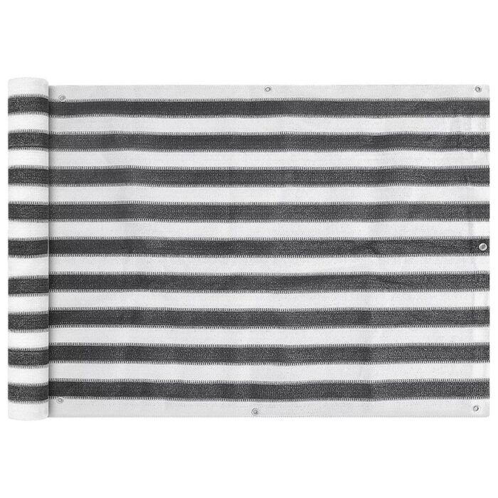 Écran de balcon en PEHD 75 x 600 cm Anthracite et blanc – Image 1