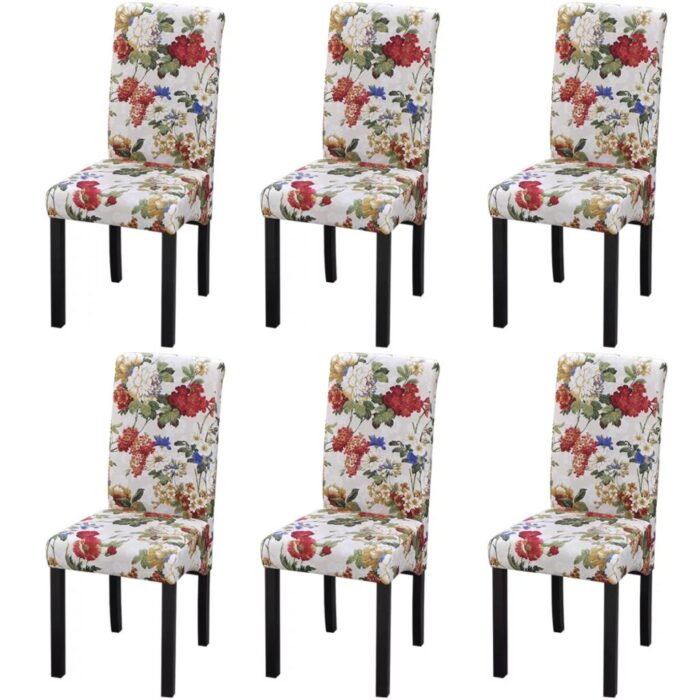 Chaises à manger lot de 6 multicolore tissu – Image 1